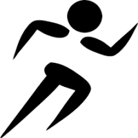 graphic of man running, B/W illustration